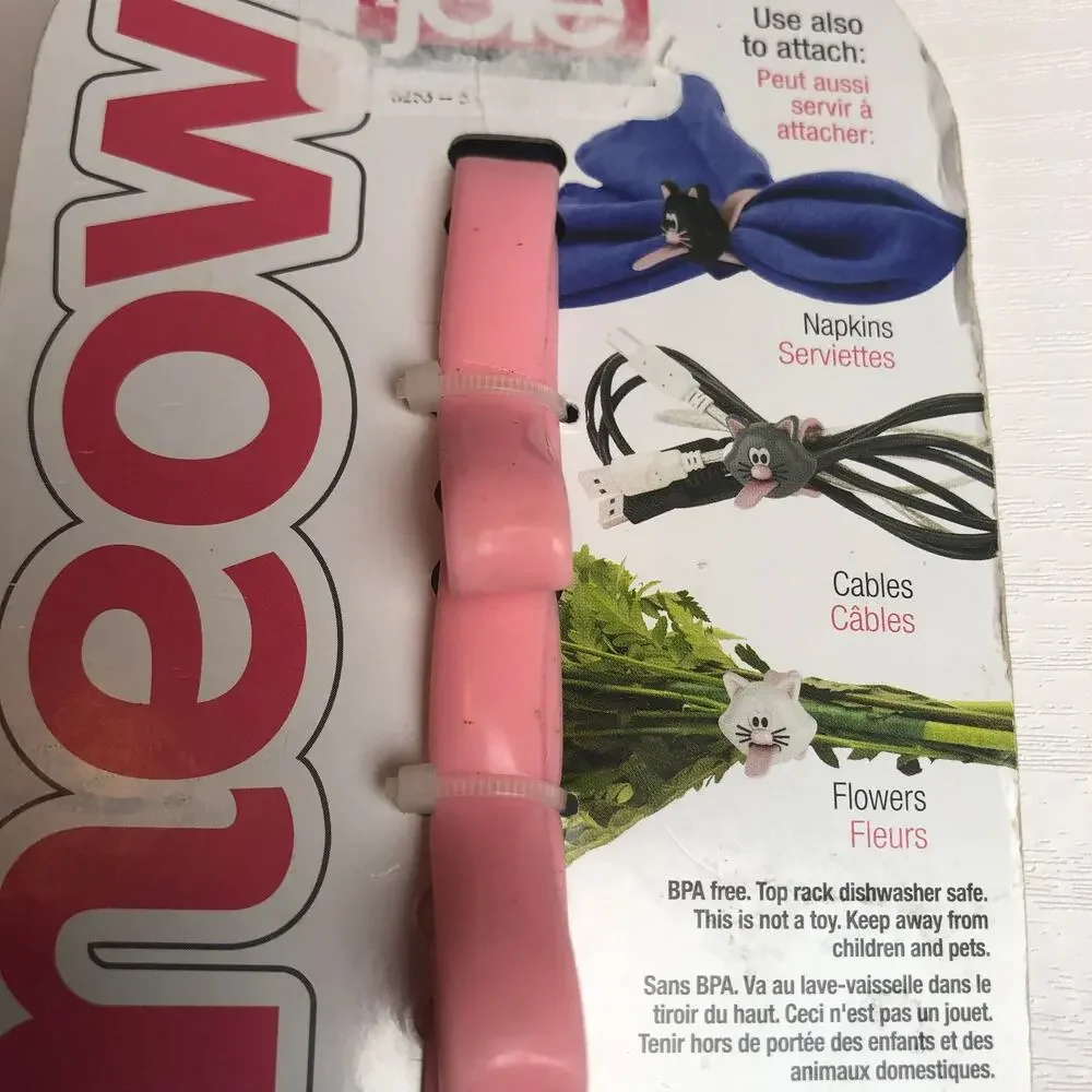 Joie Inc Meow Silicone Kitty Cat Kitten Bag Cable Ties for Organization
